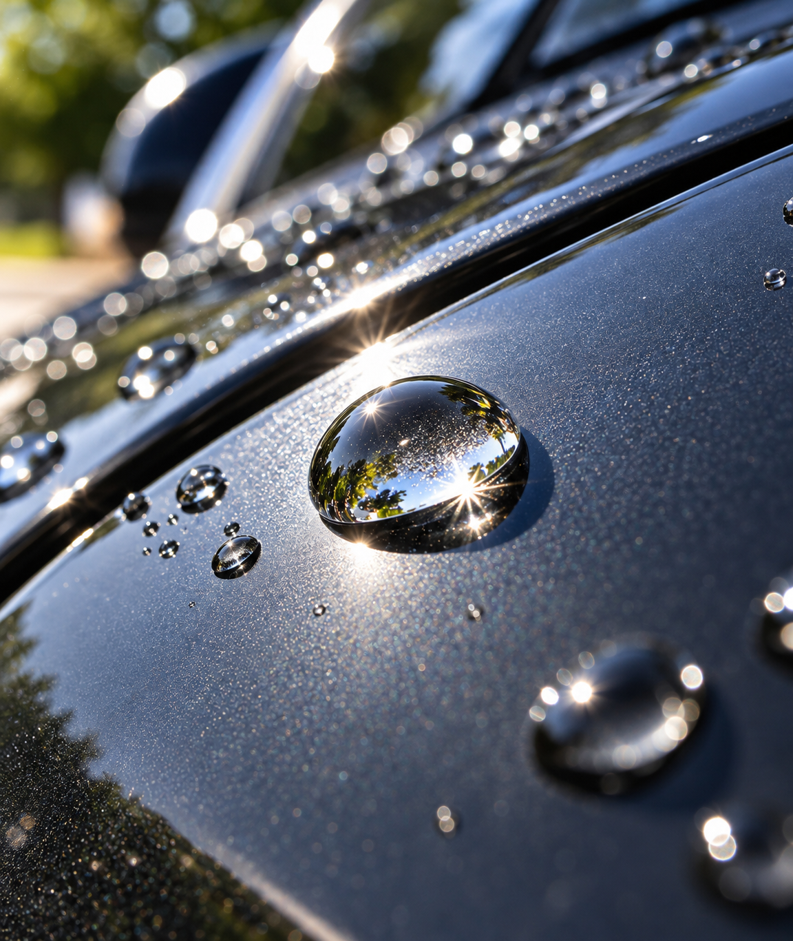Goutte d'eau sur une carrosserie de voiture
